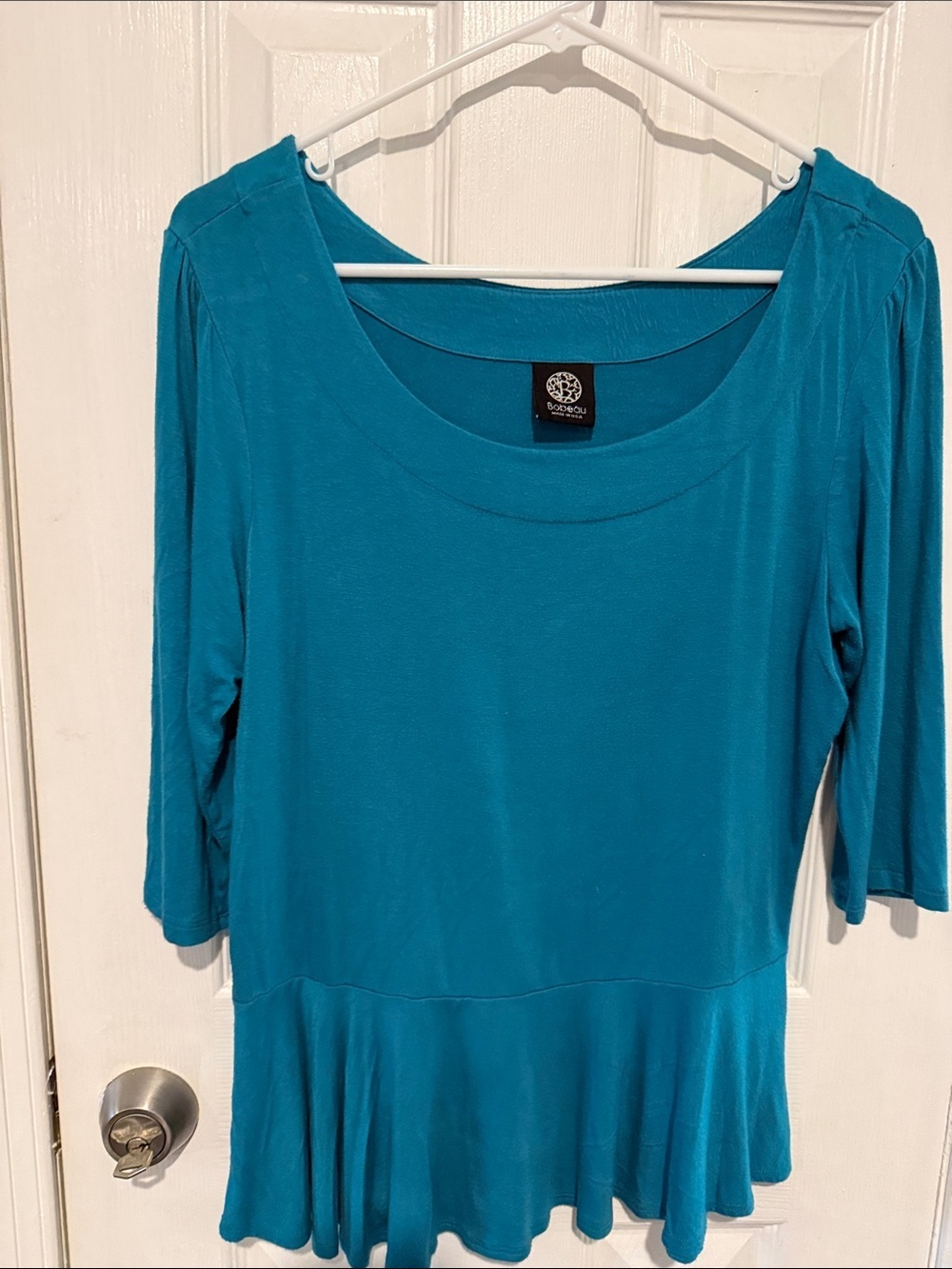bobeau Teal Crewneck Knit Top